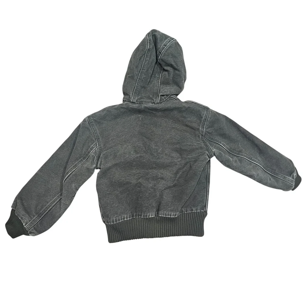 Carhartt Youth Traditional Blanket Lined Canvas Hooded Jacket Dark Gray XS 4-5‎